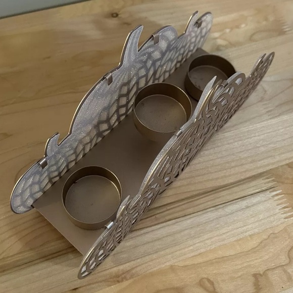 Yankee Candle Chevron Pumpkin Fall Multi Tealight Holder Rose Gold - Picture 3 of 6